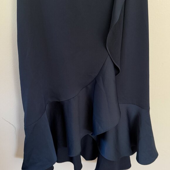 Chelsea28 A Line Navy Surplice Wrap Ruffle Midi Dress Nordstrom Medium - Picture 4 of 8